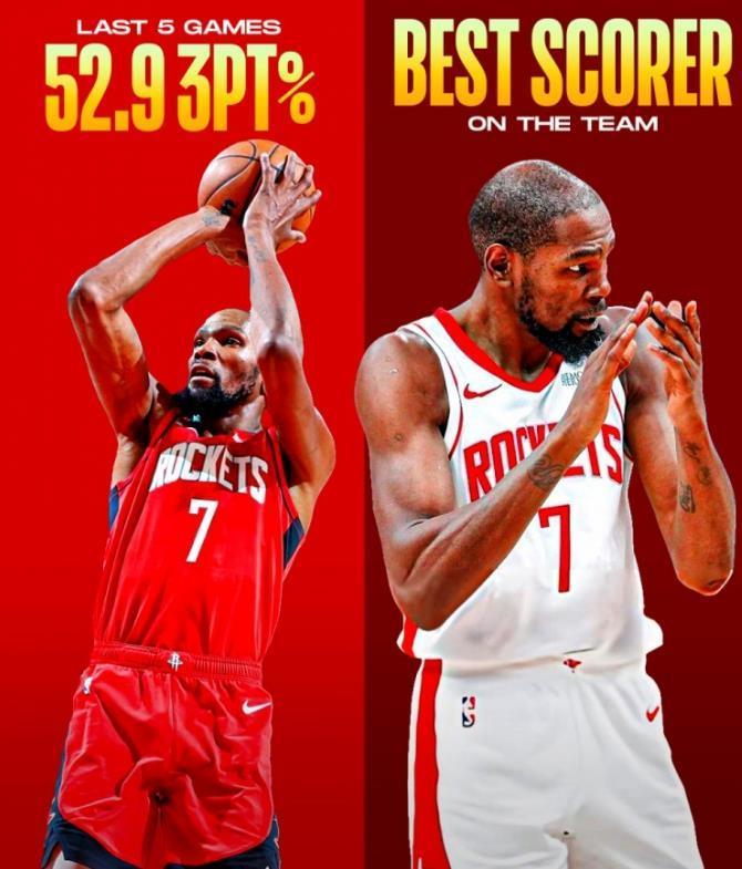 开云官网-恭喜火箭！杜兰特关键数据联盟第2，射手群需换血？交易不可避免